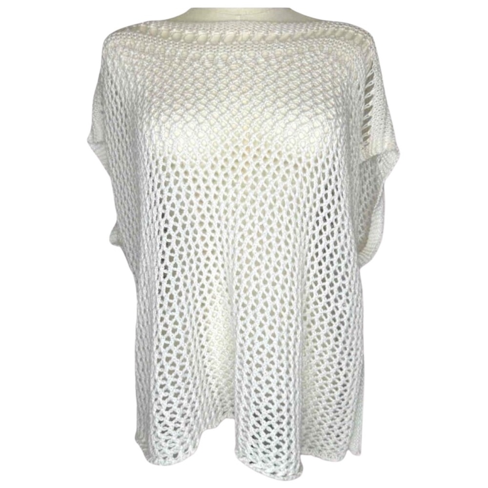 Eileen Fisher Crochet Top Women XS Oversized Preppy Bohemian Fishnet Cottagecore